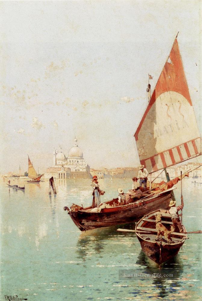 Sailboat In Eine Venezia Lagoon Szenerie Franz Richard Unterberger Venedig Ölgemälde